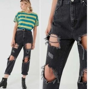 Urban Outfitters Women's BDG Destroyed High Rise Mom Jeans Momcore Grunge